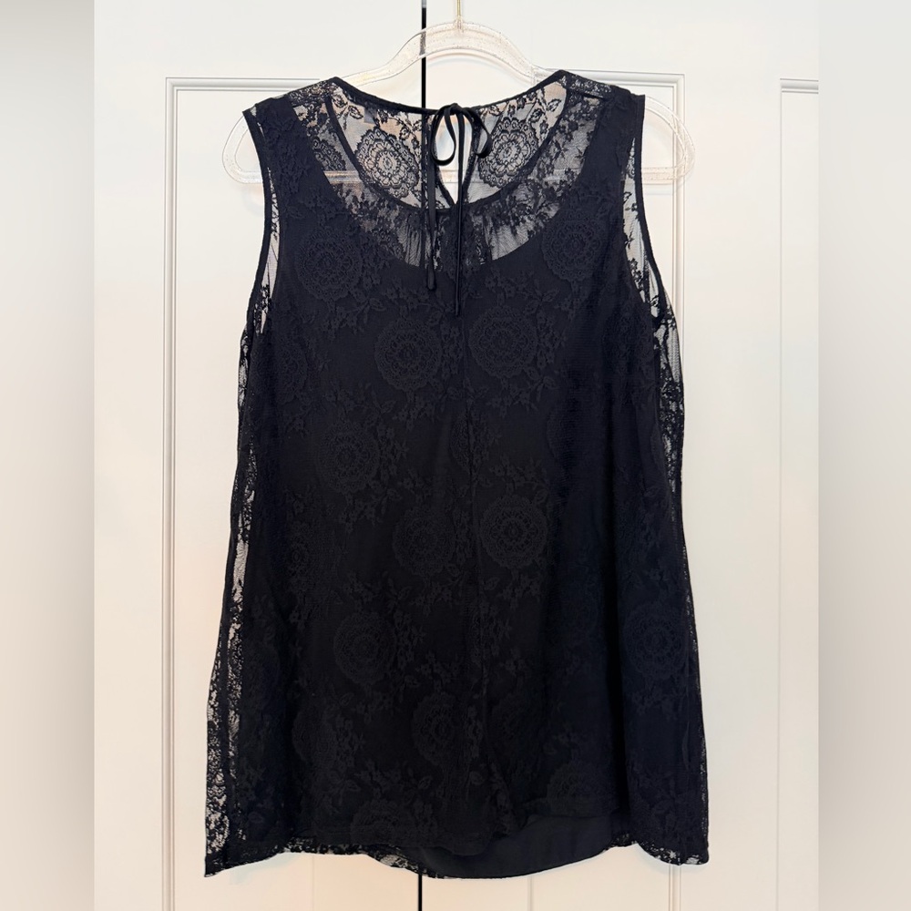 CAbi Black Lace Sleeveless Blouse